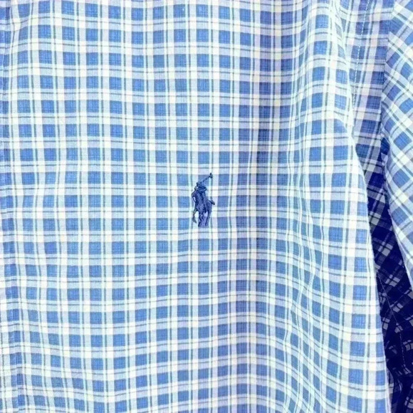 Ralph Lauren Blue Gingham Check Long Sleeve Button Down Shirt Men’s XL - Picture 5 of 6